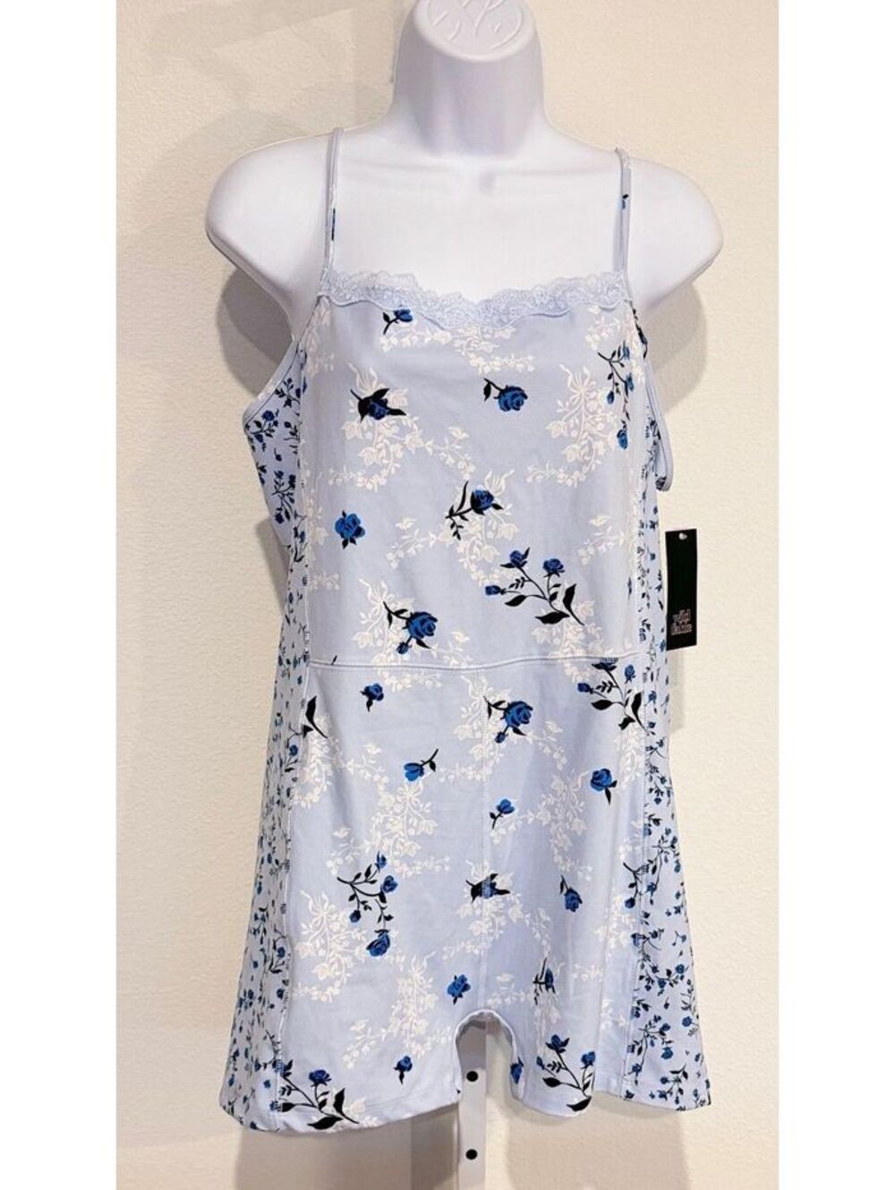 Wild Fable Light Blue Floral Lace Trim Romper Women Size XXL